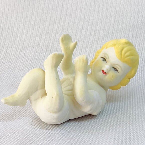 Piano Babies Vintage Figurines Kewpie Bisque Porcelain Dolls Girl Boy Lot of 2 - Picture 8 of 11